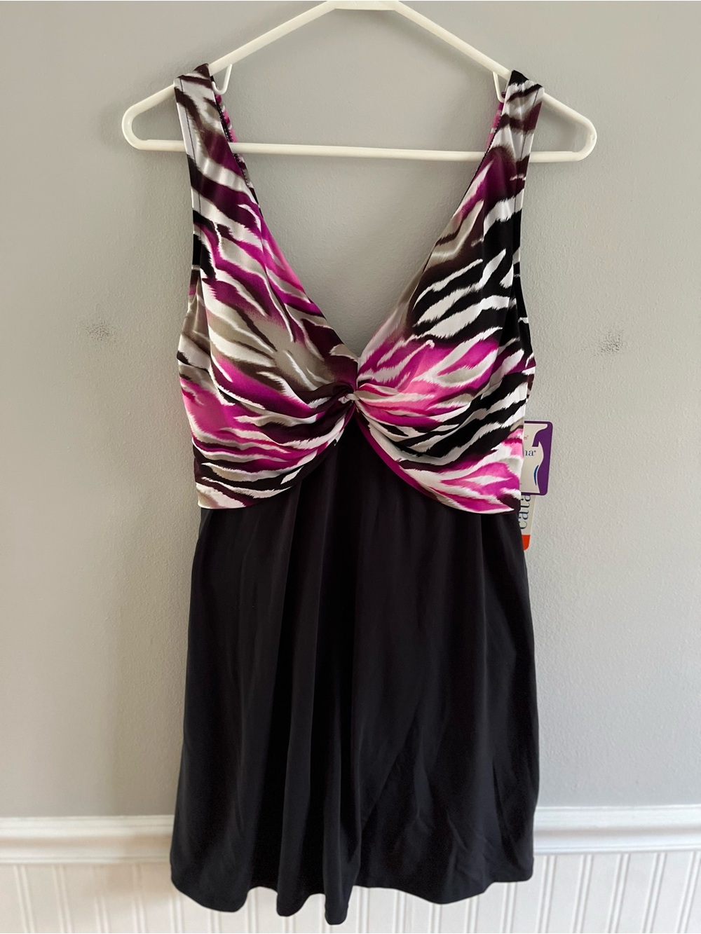 Catalina  Swim Dress with Pink Zebra Print Top